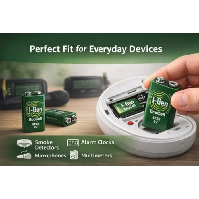 Ecocell Çinko Karbon 9V (6F22) 9 Volt Pil 10Lu Paket