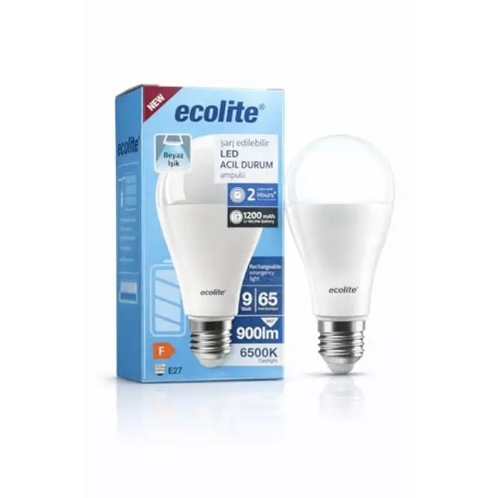 Ecolite Şarjlı LED Acil Durum Ampulü 9W E27 6500K