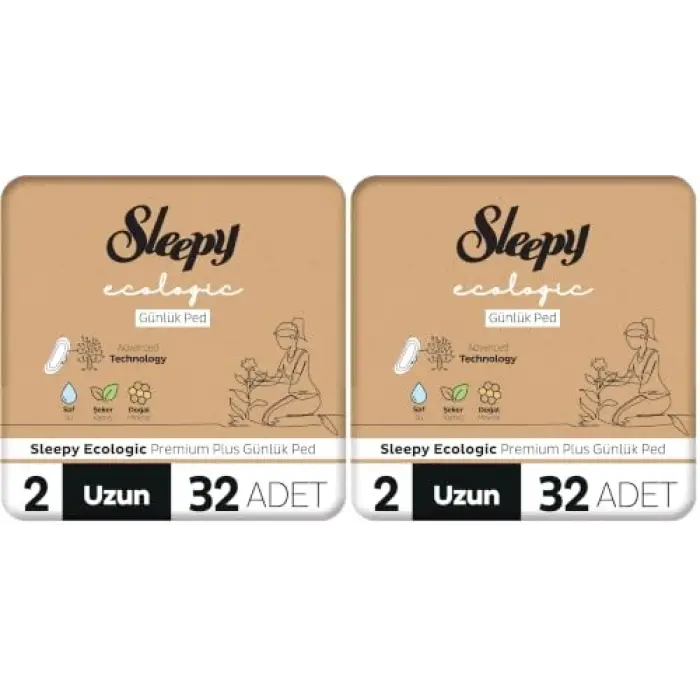 Ecologic Premium Plus Uzun Günlük Ped, 32 Adet, 2 Paket