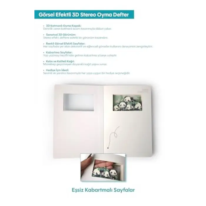 Ecrou 3D Hi Panda Temalı Defter