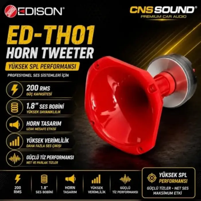 Edison ED-TH01 Horn Tweeter, 200 Rms, 1.8 Ses Bobini, 2 Adet