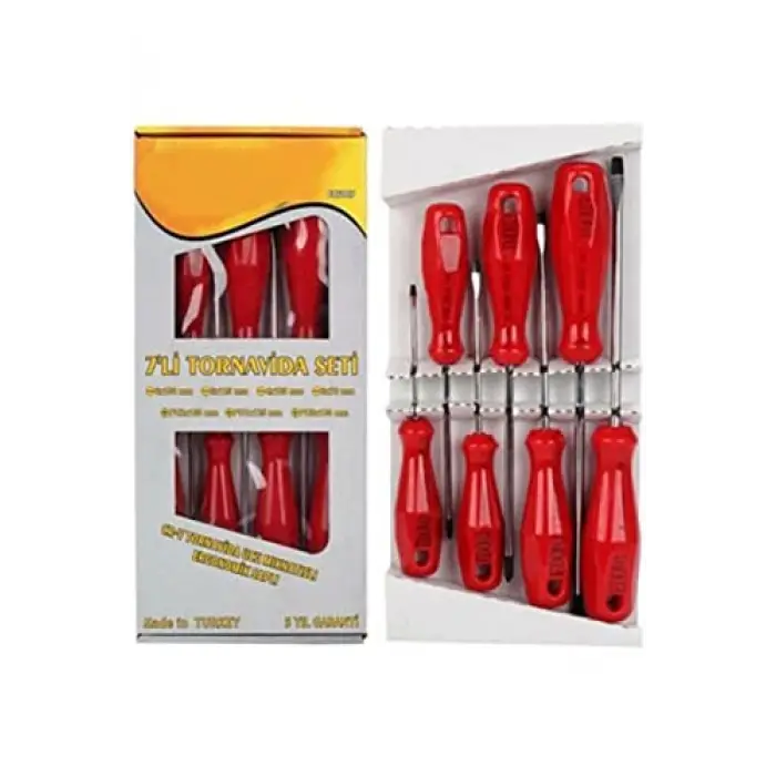 Edoni Ets007 7 Parça Ergonomik Tornavida Seti 7 Parça Mıknatıslı Kırmızı 1410