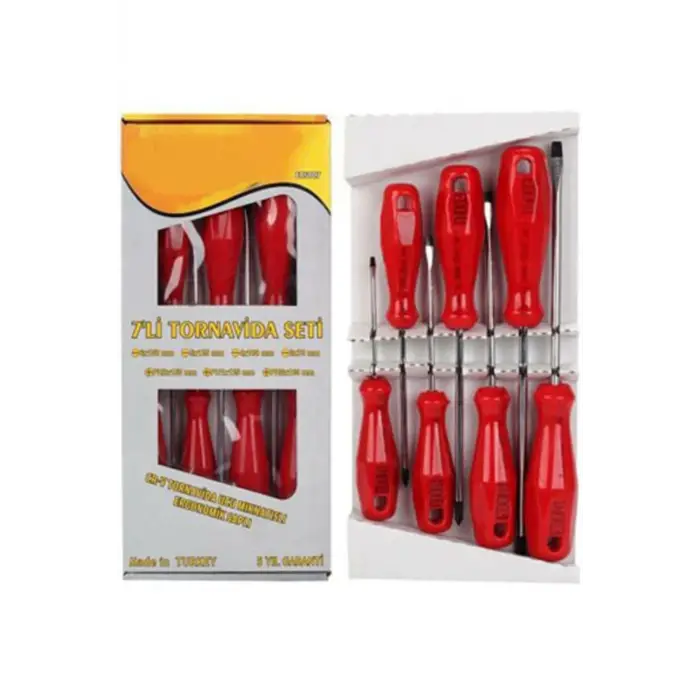 Edoni Ets007 7 Parça Ergonomik Tornavida Seti 7 Parça Mıknatıslı Kırmızı 1410