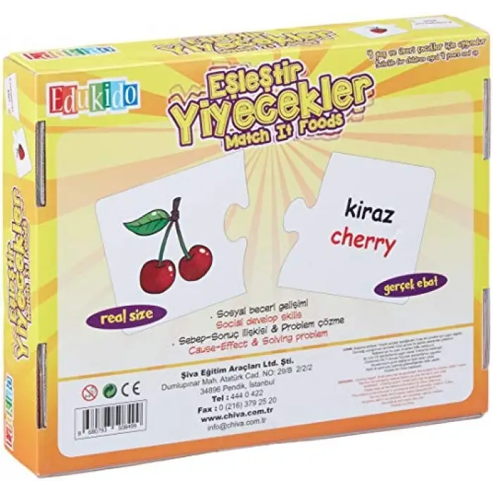 Eğitici Oyuncak Eşleştir Mukavva Puzzle Yiyecekler