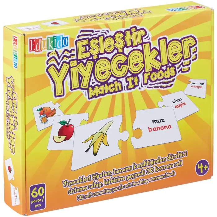 Eğitici Oyuncak Eşleştir Mukavva Puzzle Yiyecekler