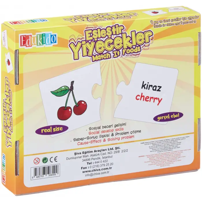Eğitici Oyuncak Eşleştir Mukavva Puzzle Yiyecekler