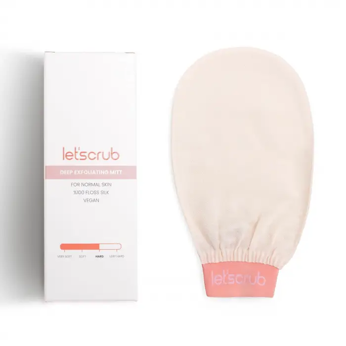 Ekru Banyo Duş Kesesi Peeling Eldiveni %100 Floş İpek Unisex