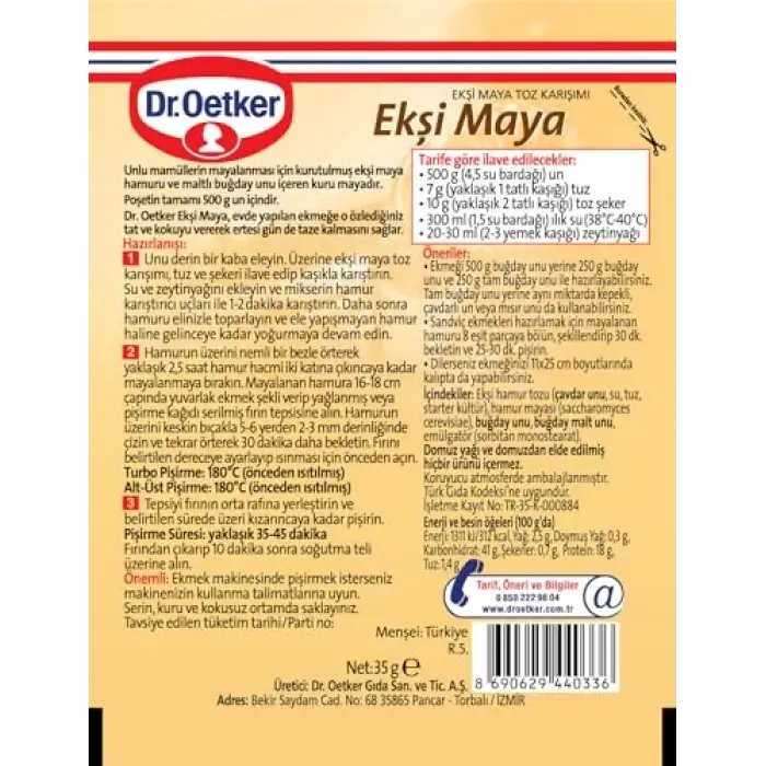Ekşi maya, 35 g