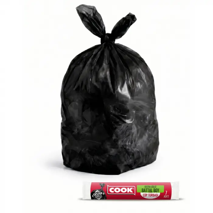 Ekstra Dayanıklı Çöp Torbası Battal Boy 72 x 95 cm, 7 Yaprak, Siyah