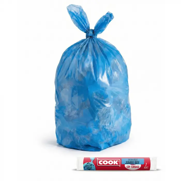 Ekstra Dayanıklı Jumbo Boy Çöp Torbası 80 x 110 cm, 7 Yaprak, Mavi