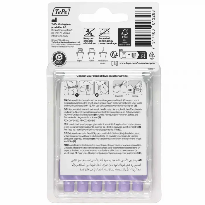 Ekstra yumuşak arayüz fırçası, mor, 1,1 mm/Iso 6,6 adet