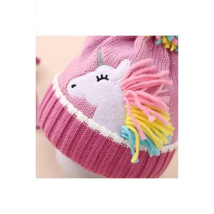 Eldiven, Unicorn Aplikeli Örme Bere ve İkili Set