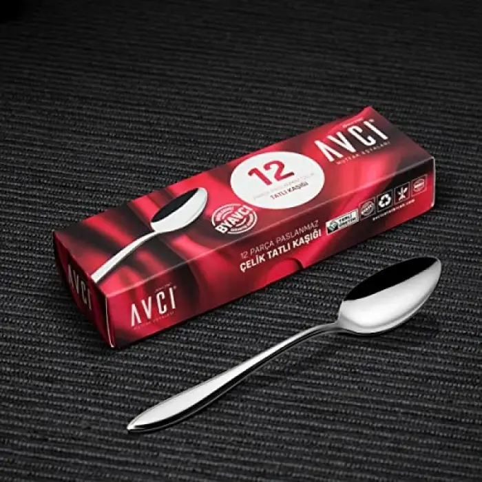 Elit 12 Adet Tatlı Kaşığı 18/10 Paslanmaz Çelik 2 mm