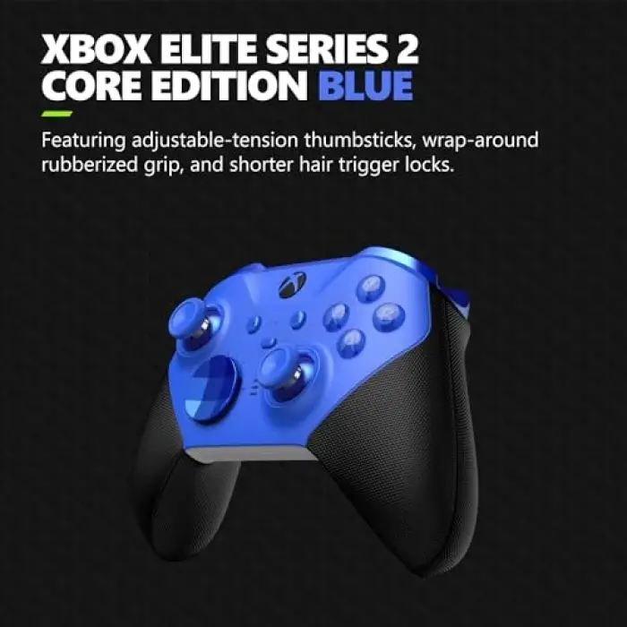 Elite Series 2 Core Wireless Gaming Controller – Blue Series X|S, One, Windows PC, Android, and iOS