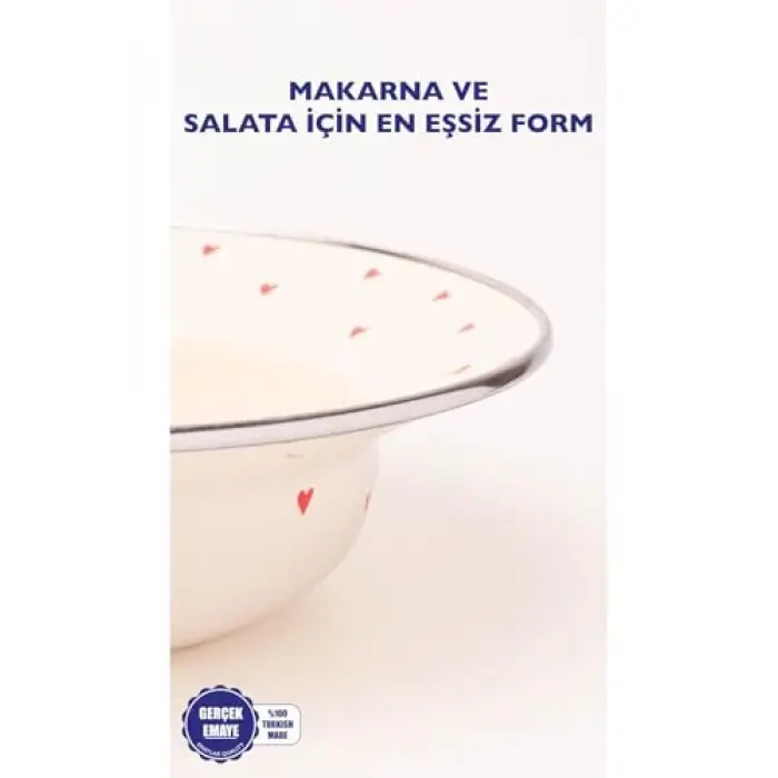 Emaye Cupid Çukur Makarna Salata Tabağı