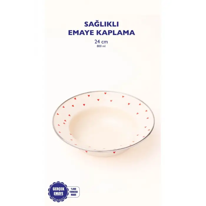 Emaye Cupid Çukur Makarna Salata Tabağı