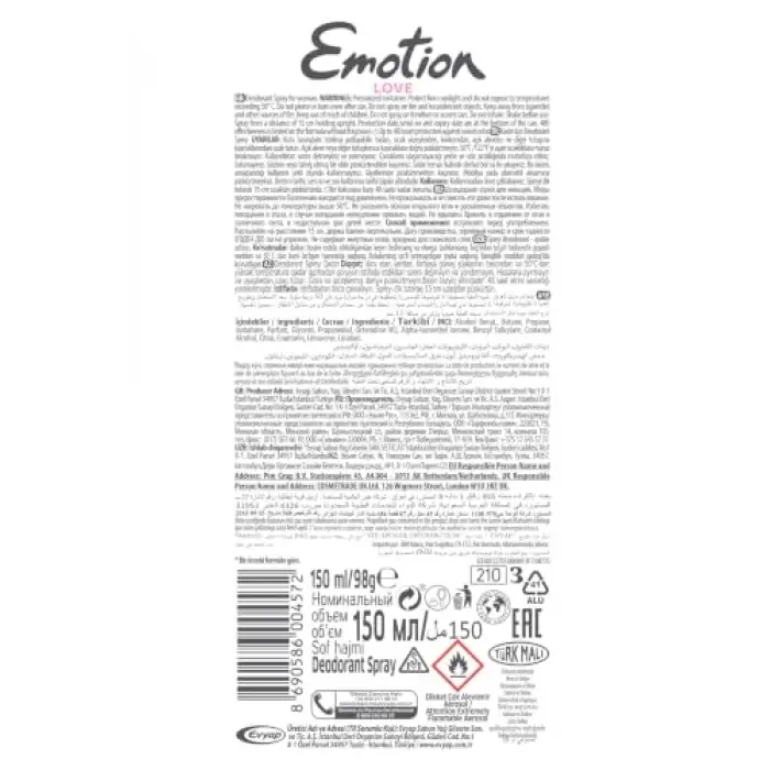 EMOTION Love Sym Deodorant, 150 Mililitre