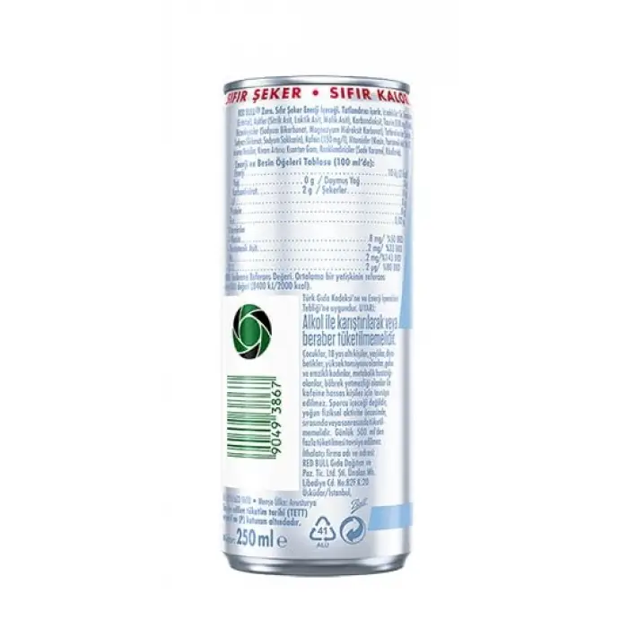 Enerji İçeceği Zero; Sıfır Şeker, 250 ml