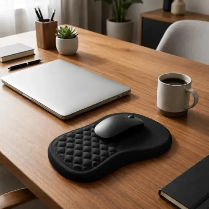 Ergonomik Premium Bilek Destekli Mouse Pad, Kaymaz Tabanlı, Siyah