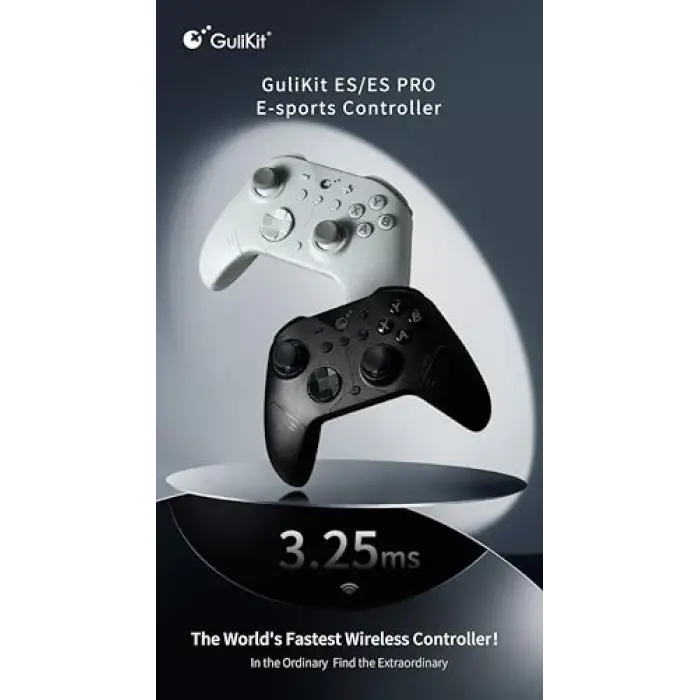 ES Pro Wireless PC Controller –3.25ms Low Latency; Tmr Joysticks | PC/Buhar/Anahtar/Android/iOS, Anti-Drift/Anti-Snapback, Anahtar 2 Uyandırma, Gyro Hareket Amaç, 30H Pil, Hall Tetik