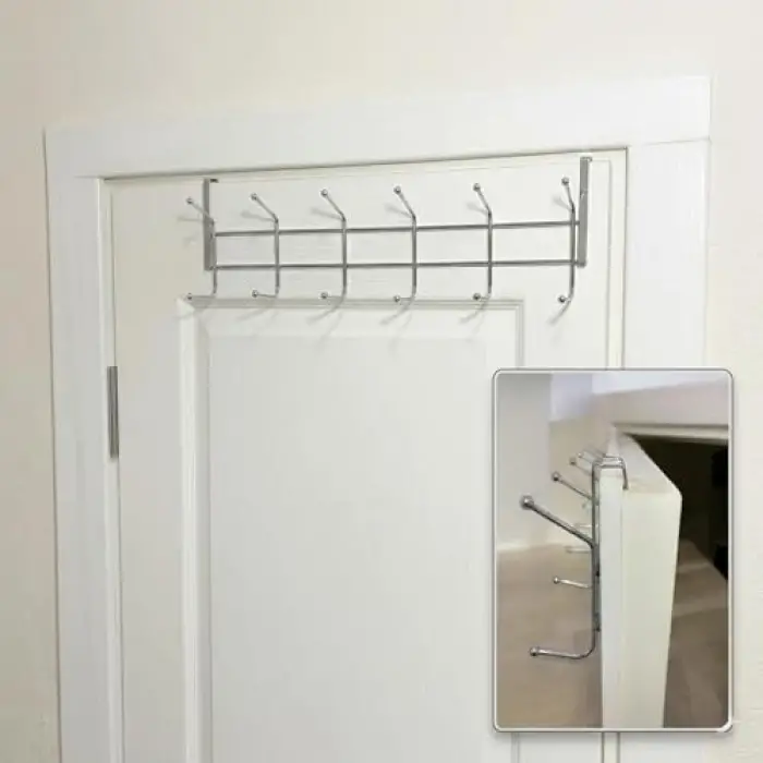 Eski Tip Dar Kulaklı Kapı Arkası Askısı, 2 Adet, Eski Tip Kapı Askısı, 12 Topçuklu, Paslanmaz Kapı Üzeri Askısı, Dar Kapı Askısı