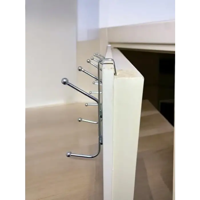 Eski Tip Dar Kulaklı Kapı Arkası Askısı, 2 Adet, Eski Tip Kapı Askısı, 12 Topçuklu, Paslanmaz Kapı Üzeri Askısı, Dar Kapı Askısı