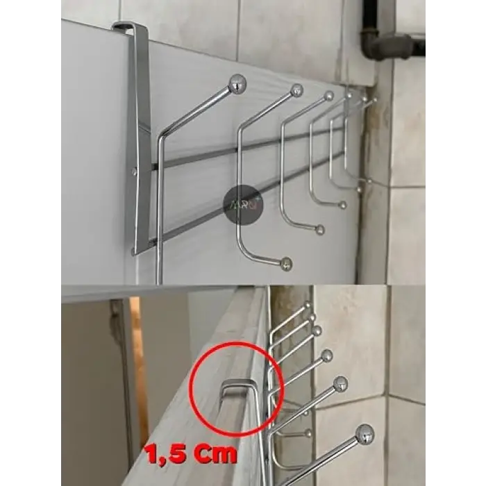 Eski Tip Dar Kulaklı Kapı Arkası Askısı, 2 Adet, Eski Tip Kapı Askısı, 12 Topçuklu, Paslanmaz Kapı Üzeri Askısı, Dar Kapı Askısı