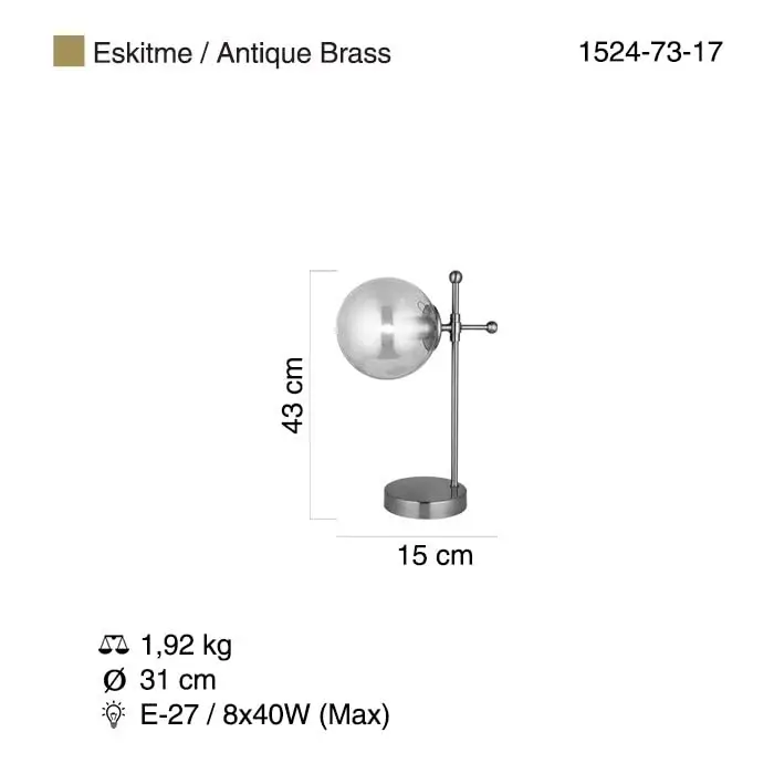 Eskitme masa lambası 1xE27