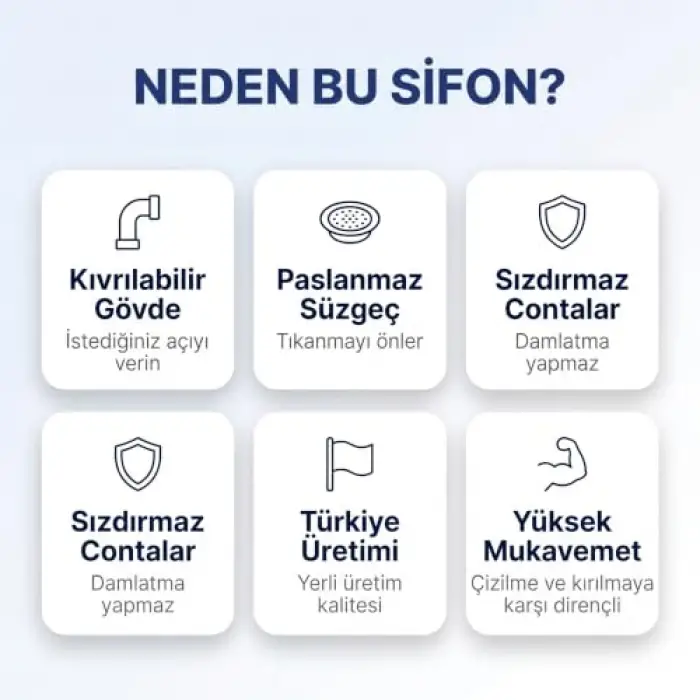 Esnek Körüklü Lavabo Sifon Seti, Paslanmaz Çelik Süzgeçli