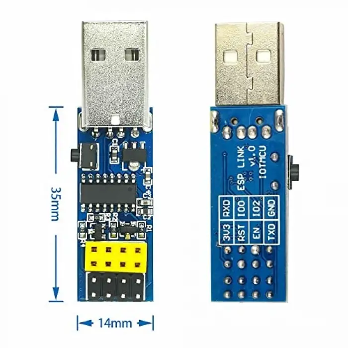 Esp-01 USB Adaptör V1 CH340, Reset Butonlu, ESP01 ESP8266 Esp-01s WiFi Modülü Programlama Adaptörü, 3.3V