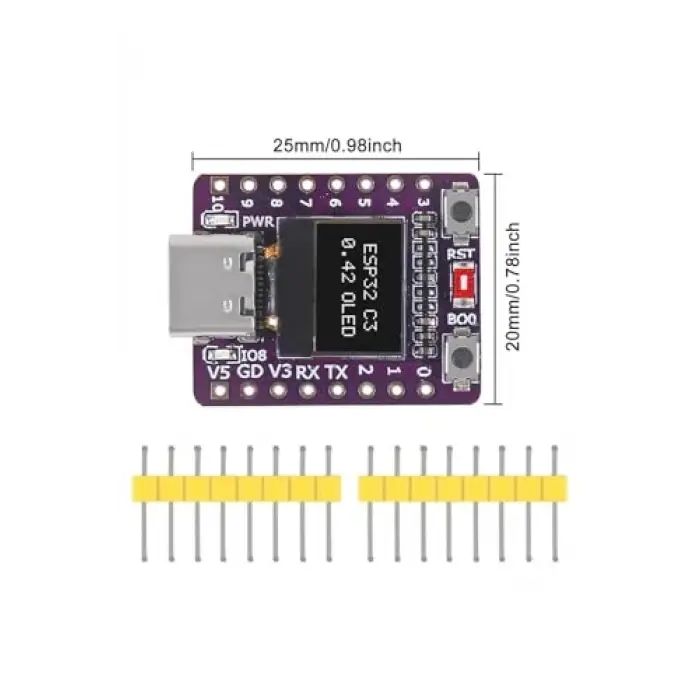 ESP32 C3 0.42 inch OLED LCD Super Mini kart, WiFi Bluetooth, Type-C USB, 160Mhz, 4MB Flash, Dvm.101.637