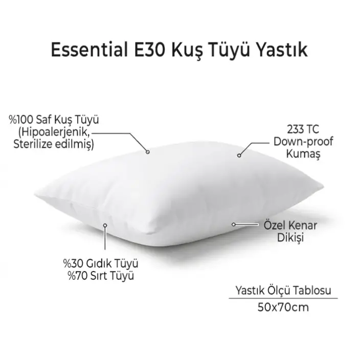 Essential Kaz Tüyü Yastık (Essential E30)