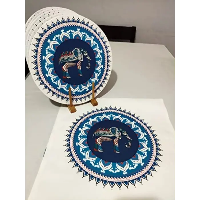 Etnik Fil Desenli Runner, 6lı Supla Set