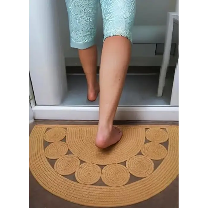 EV BANYO MUTFAK ODA BALKON KAPI ÖNÜ PASPASI JÜT HALKA DESENLİ PASPAS E