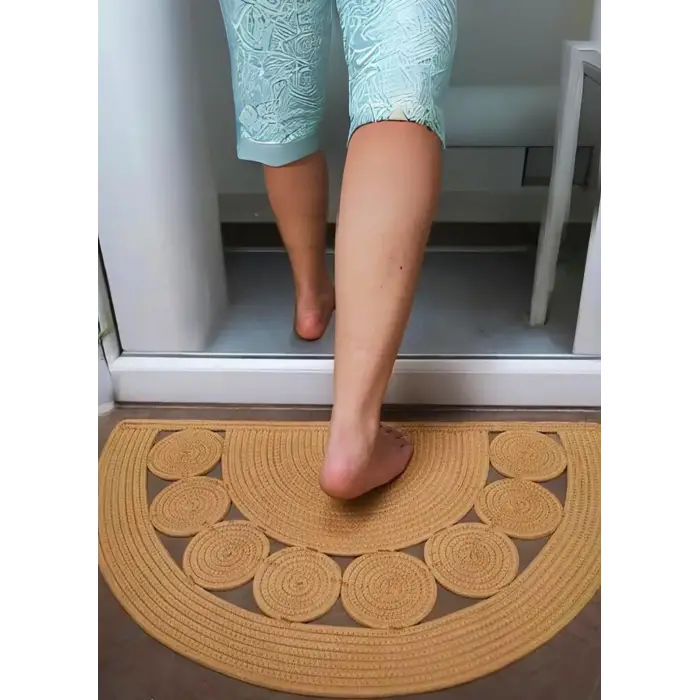 EV BANYO MUTFAK ODA BALKON KAPI ÖNÜ PASPASI JÜT HALKA DESENLİ PASPAS E