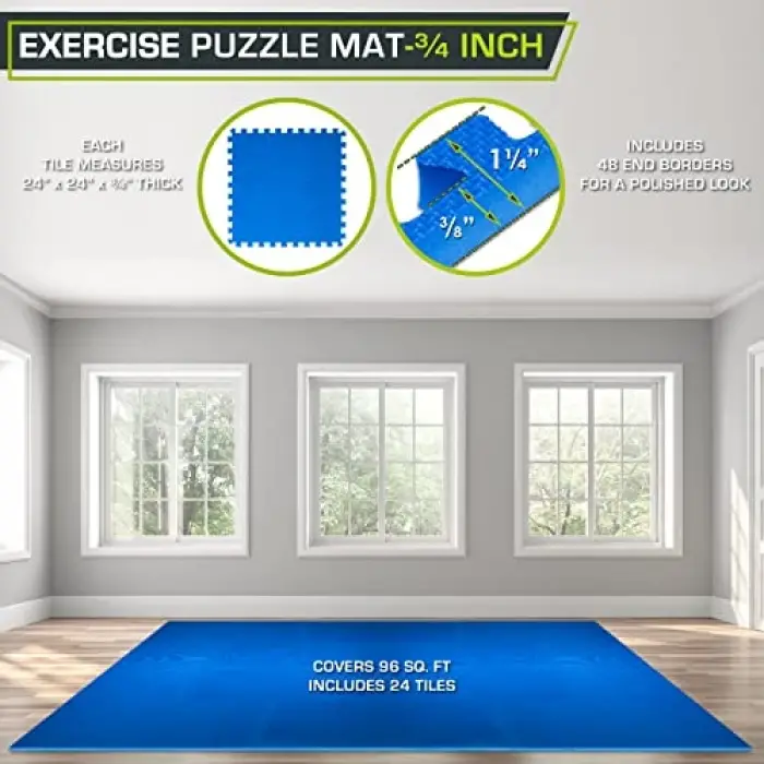 Exercise Puzzle Mat; 3/4-Inch Thickness, No.96 Blue