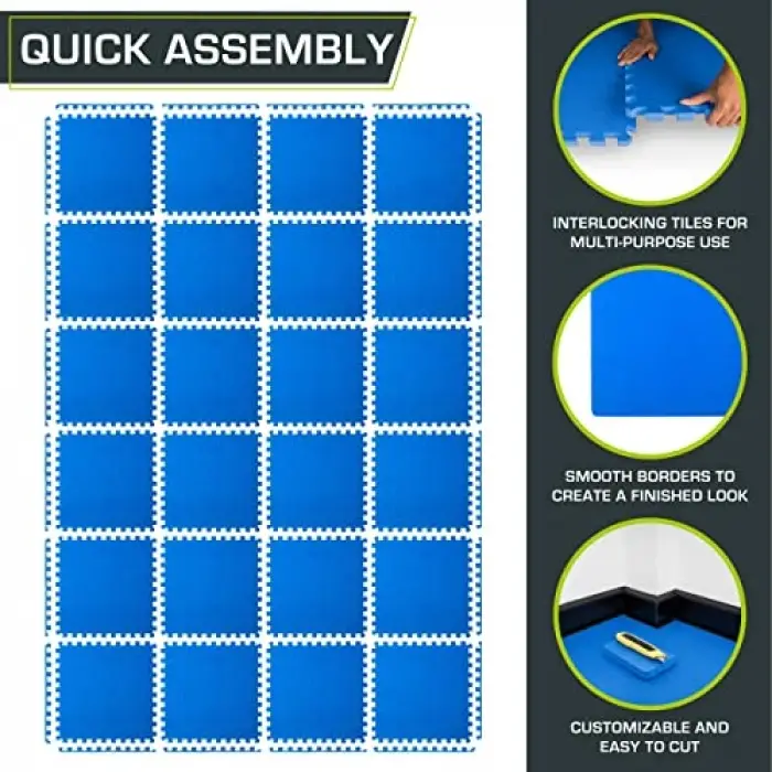 Exercise Puzzle Mat; 3/4-Inch Thickness, No.96 Blue
