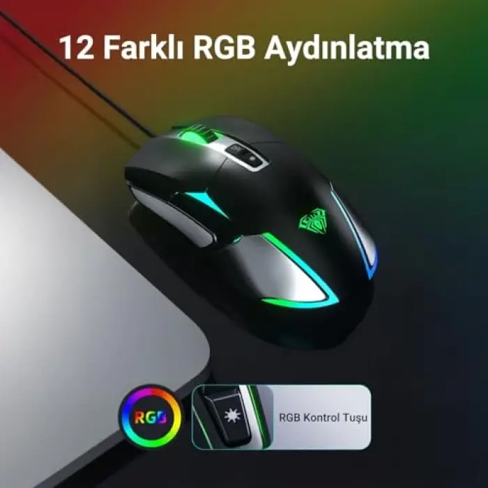 F816 RGB Optik Gaming Mouse, Kablolu, 12800 Dpı