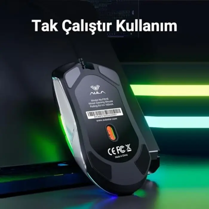F816 RGB Optik Gaming Mouse, Kablolu, 12800 Dpı