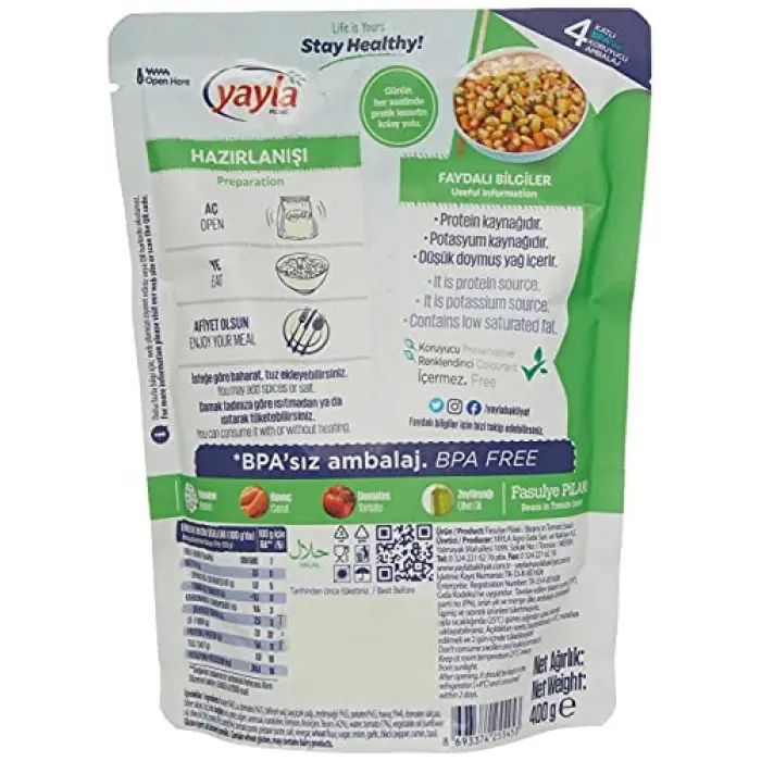 Fasulye Pilaki, 400 g Tekli Paket