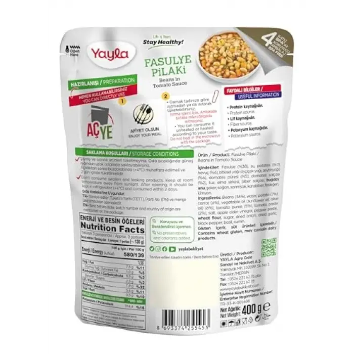 Fasulye Pilaki, 400 g Tekli Paket