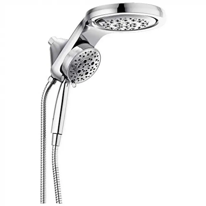 Faucet HydroRain 5-Spray H2Okinetic çift duş başlığı, el spreyi, hortumlu krom duş başlığı, el duş başlıkları, çıkarılabilir duş başlığı, 2,5 GPM akış hızı, krom 58680-25