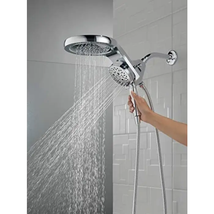Faucet HydroRain 5-Spray H2Okinetic çift duş başlığı, el spreyi, hortumlu krom duş başlığı, el duş başlıkları, çıkarılabilir duş başlığı, 2,5 GPM akış hızı, krom 58680-25