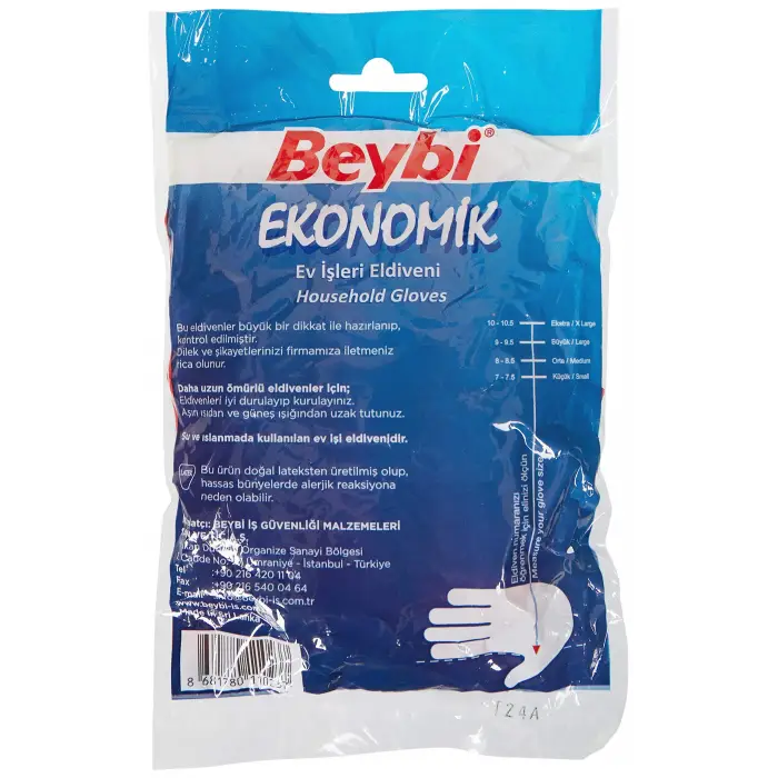 Feyzayapı GJLRTW68_c08937 Çift Ekonomik Temizlik Eldiveni, 9/9.5