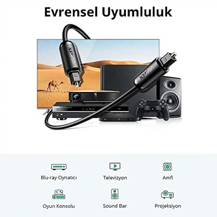Fiber Optik Ses Kablosu Siyah 1.5 Metre