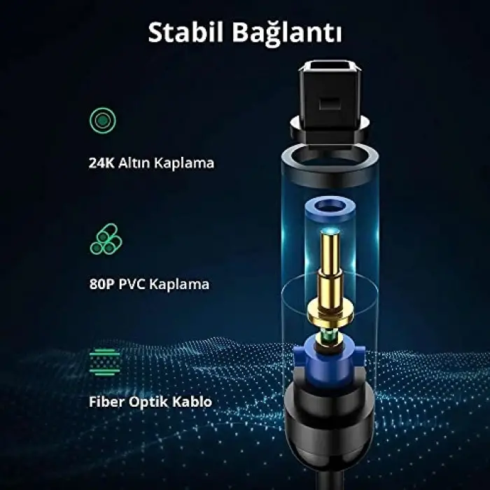 Fiber Optik Ses Kablosu Siyah 1.5 Metre