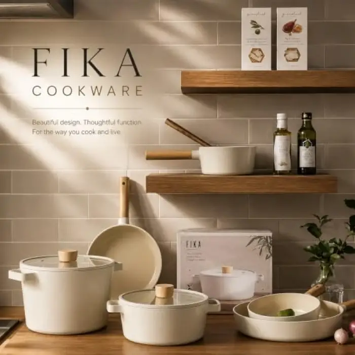 Fika 9 Parça Tencere ve Tava Set Bej