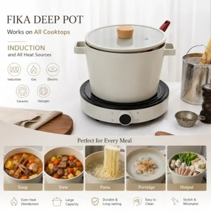 Fika 9 Parça Tencere ve Tava Set Bej
