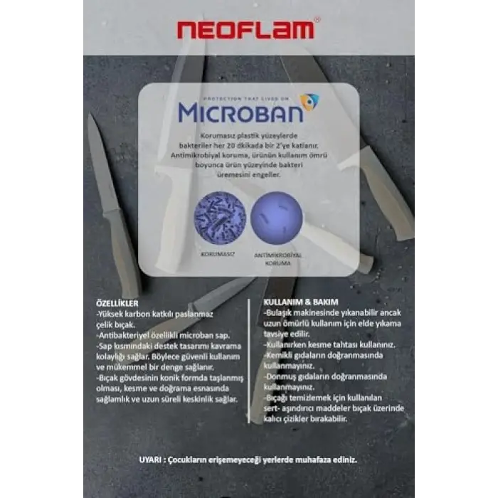 Fika Microban Soyma Bıçağı 8Cm, Gri D-NEOGPK008