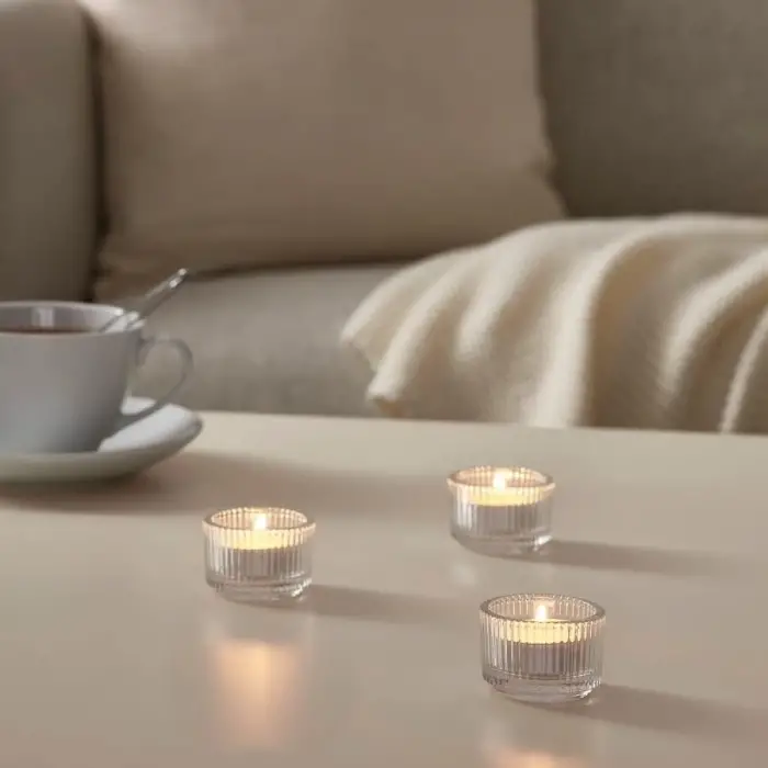 FINSMAK Tealight tutucu, şeffaf cam 3,5 cm